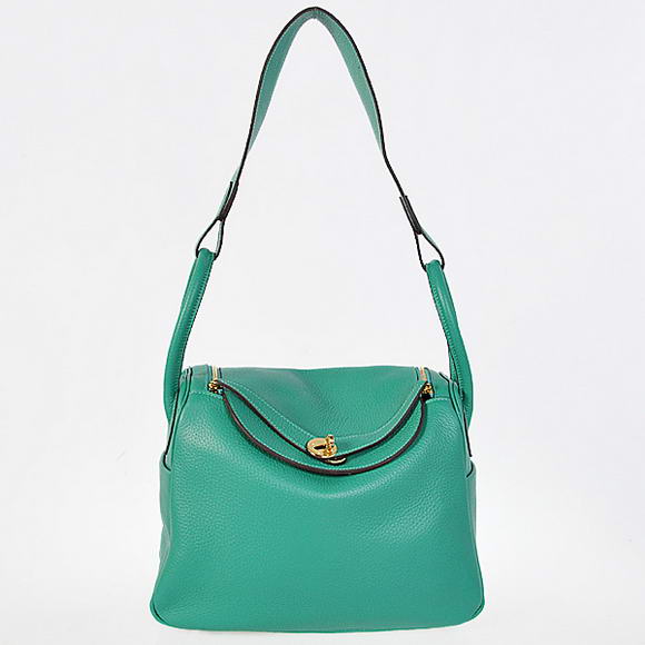 High Quality Replica Hermes Lindy 30CM Havanne Handbags 1057 Green Leather Golden Hardware